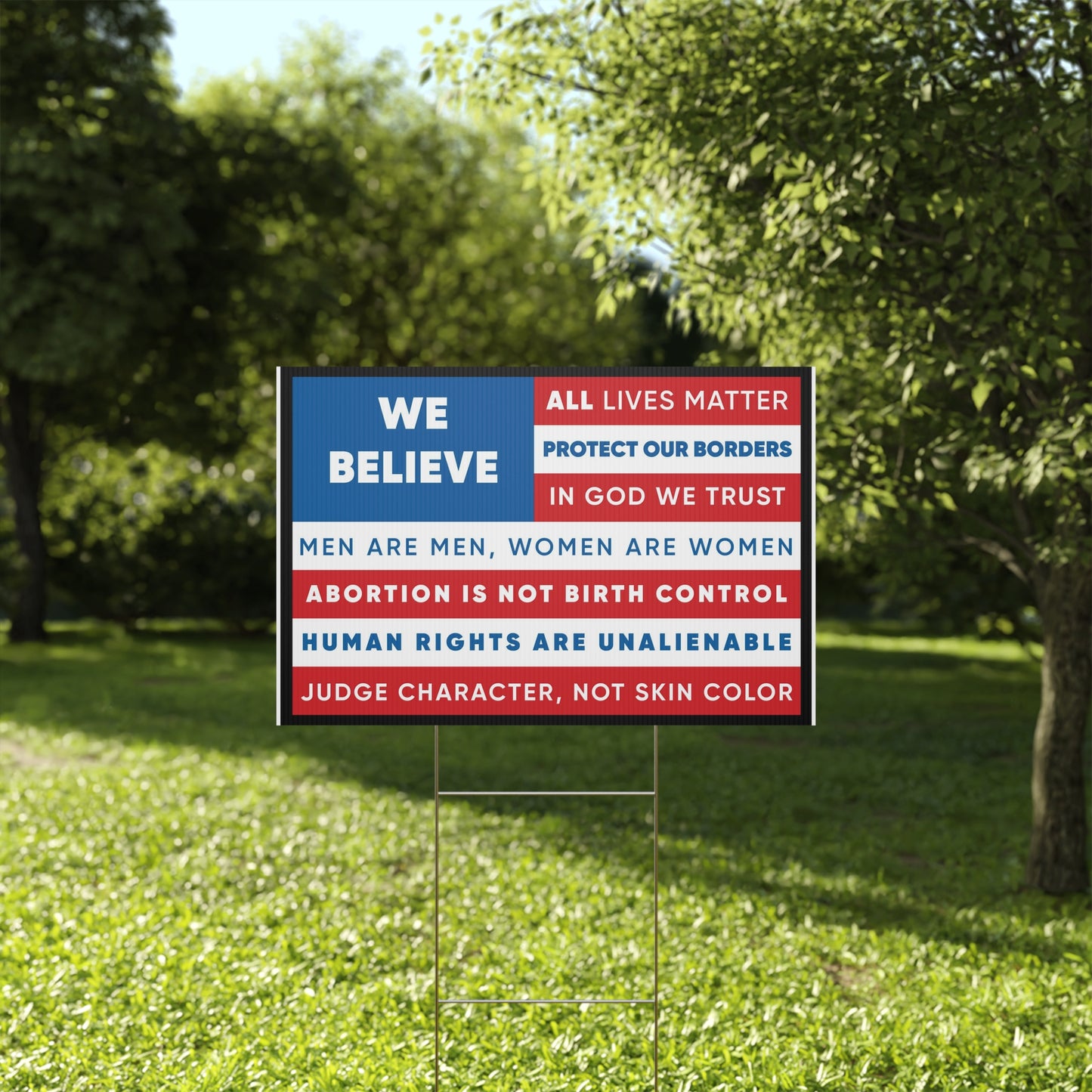 Anti-Woke American Flag Yard Sign (Made in the USA)