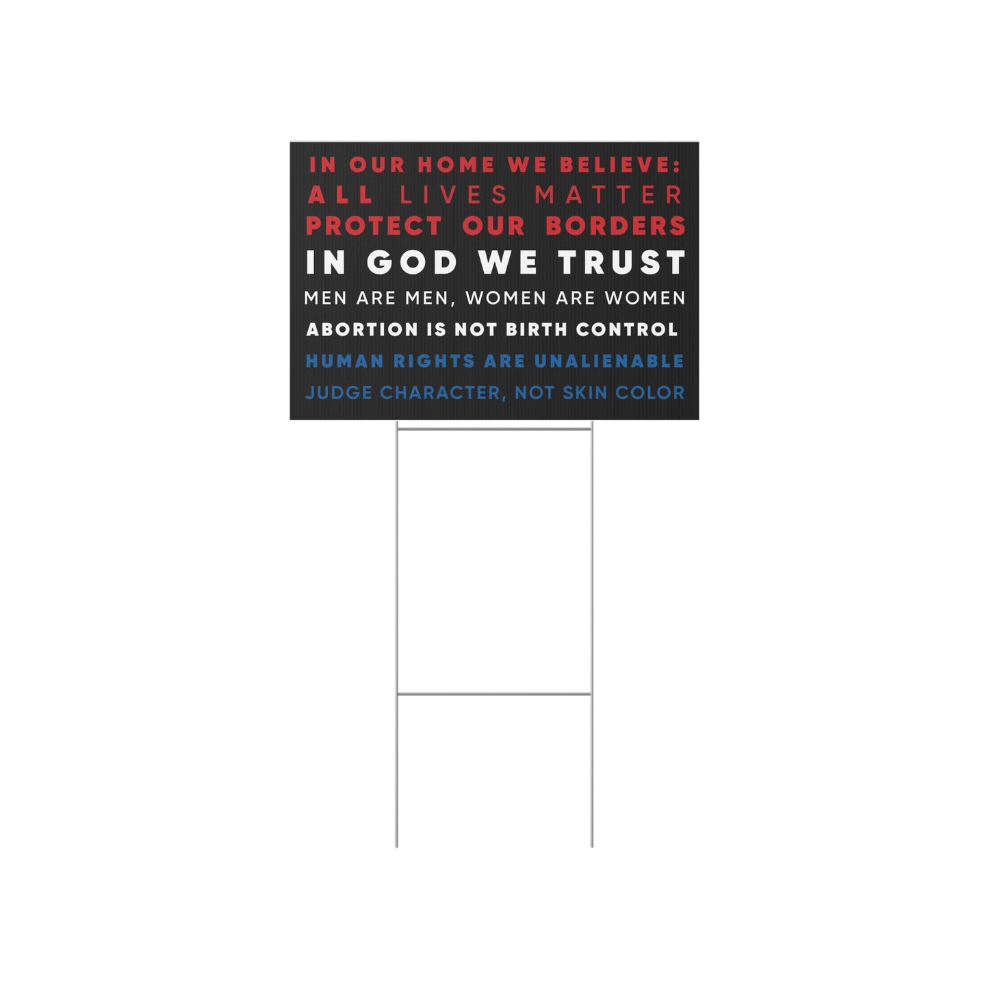 Anti-Woke Yard Sign, Red, White & Blue Text