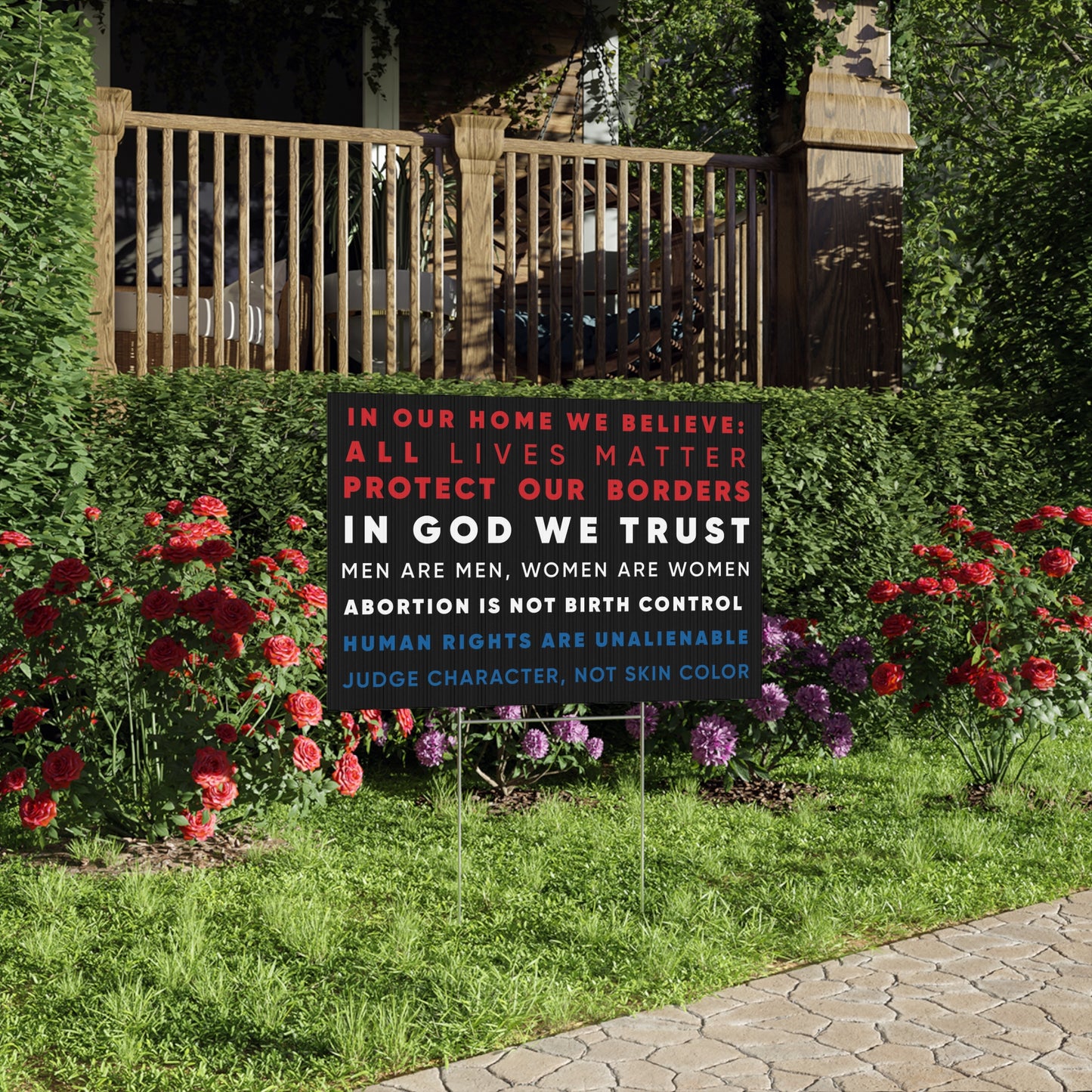 Anti-Woke Yard Sign, Red, White & Blue Text