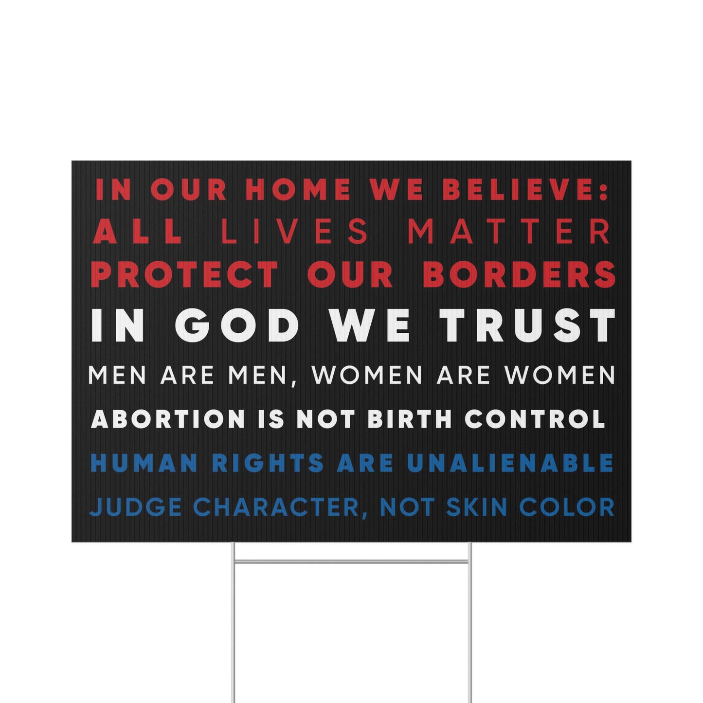 Anti-Woke Yard Sign, Red, White & Blue Text