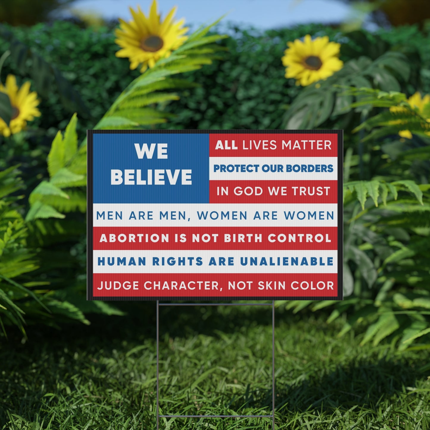 Anti-Woke American Flag Yard Sign (Made in the USA)