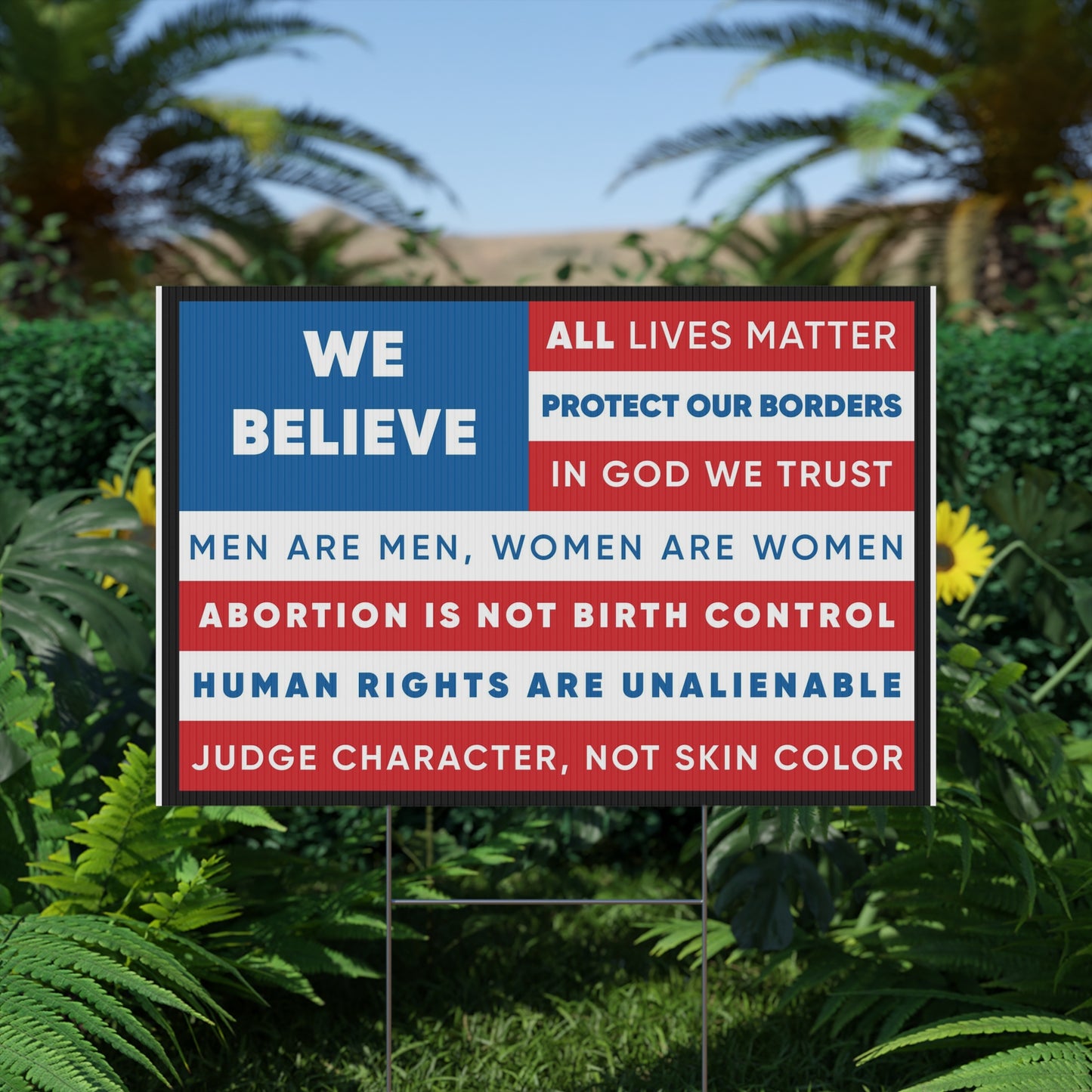 Anti-Woke American Flag Yard Sign (Made in the USA)