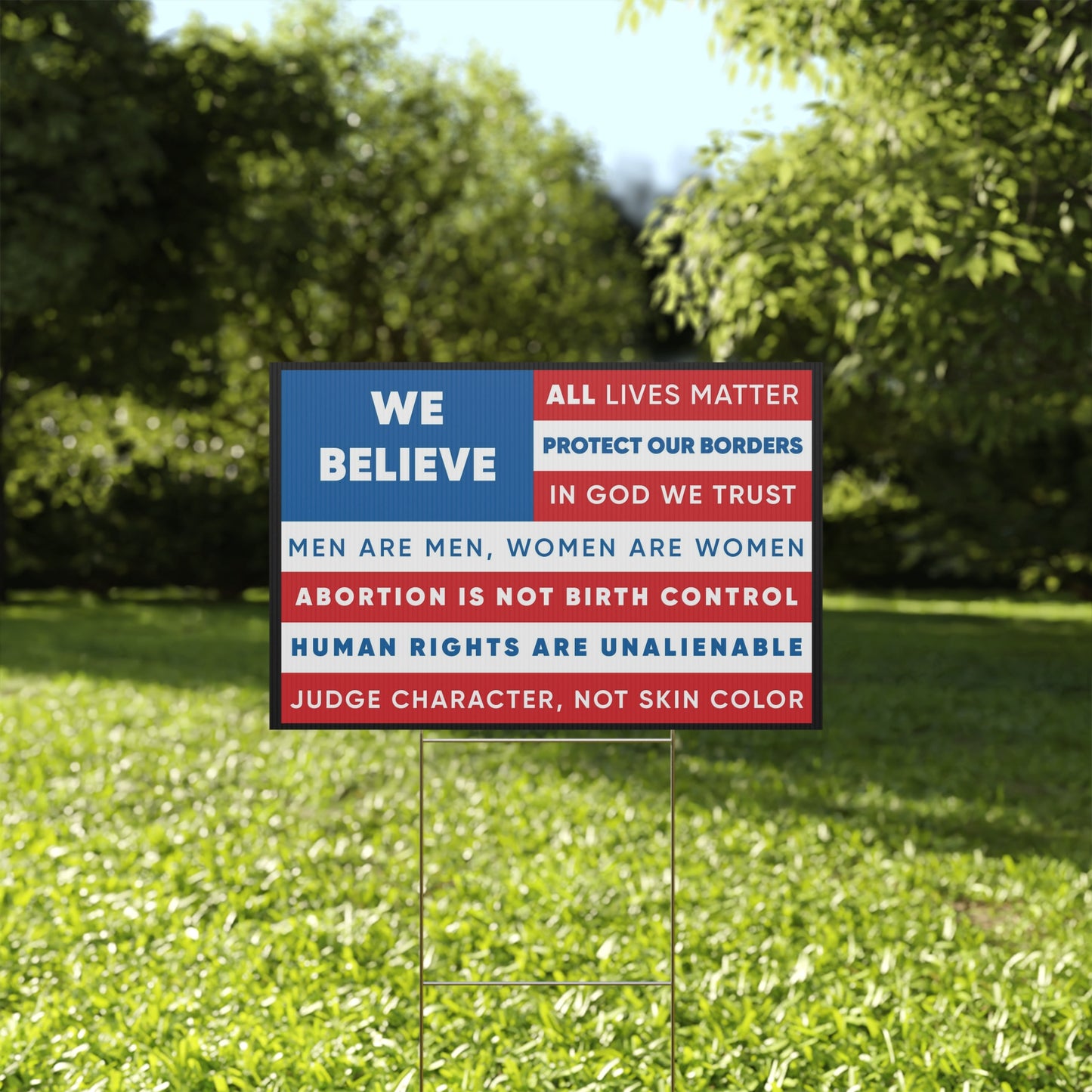 Anti-Woke American Flag Yard Sign (Made in the USA)