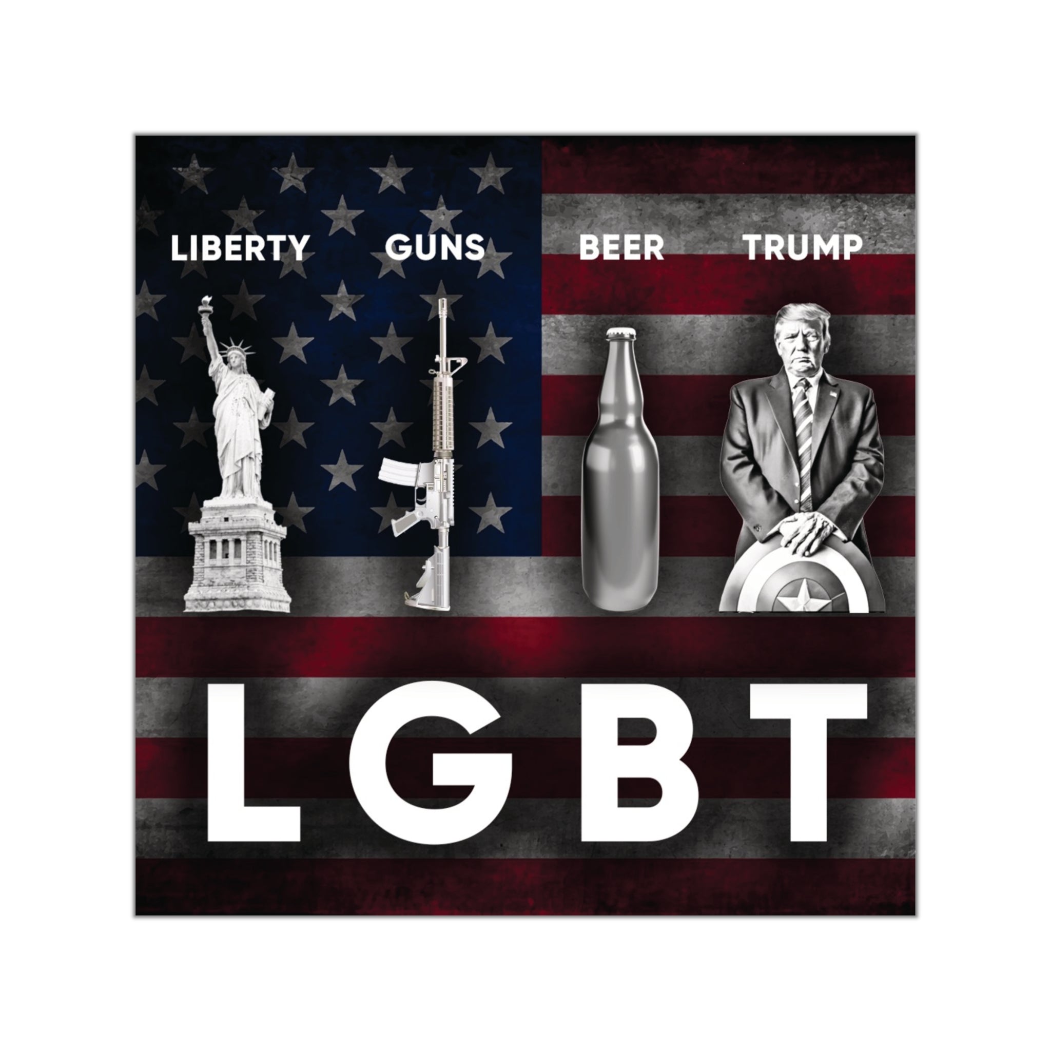 Liberty, guns, beer, Trump Sticker – Conservative Vibes