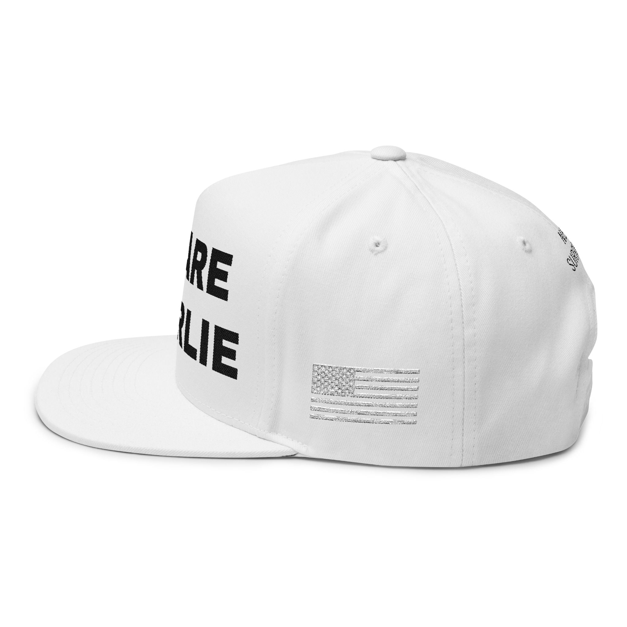 Charlie Kirk Memorial Hat - (White) Flat Snapback
